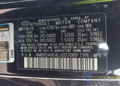 2020 Hyundai Palisade Limited from USA, damaged, VIN KM8R54HE4LU037089